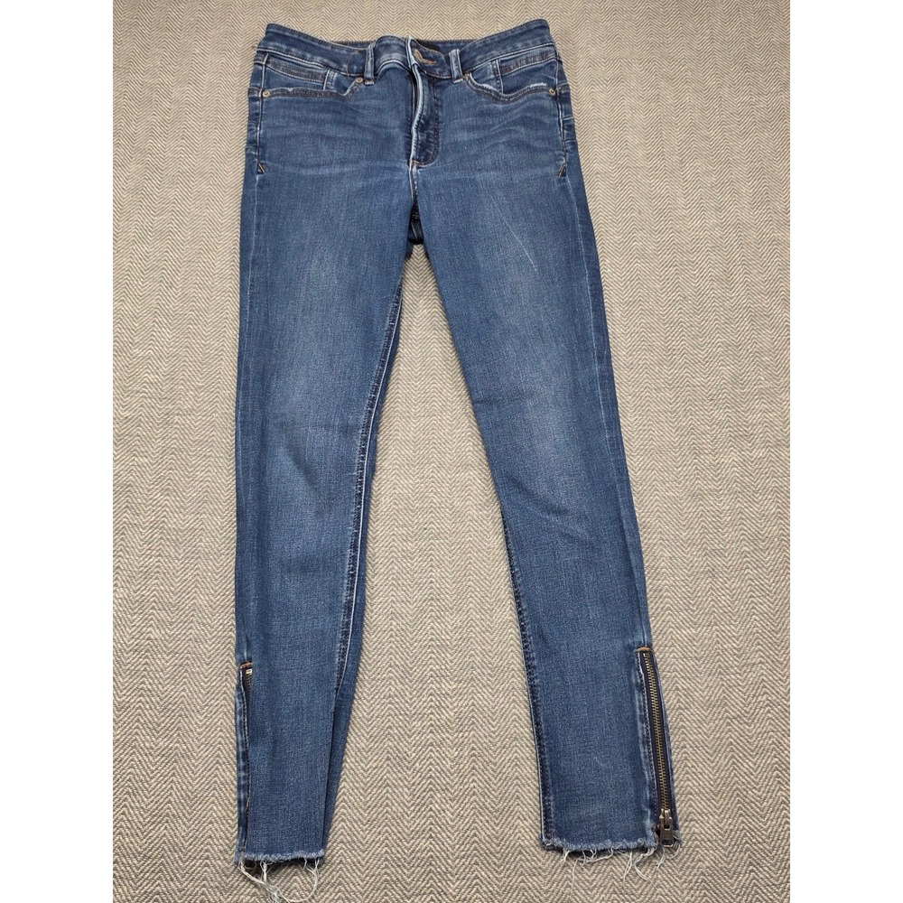 Express Denim Perfect Lift High Rise Ankle Legging Jeans Blue Size 8Rโ Zip Hem